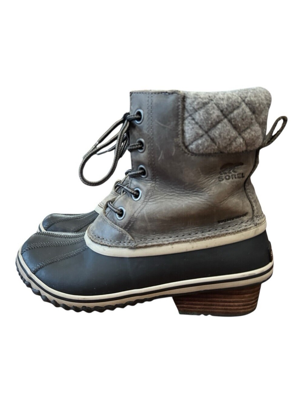 Sorel Slimpack Lace II Winter Boot Quarry Grey Black NL2348-052 Women’s Size 9